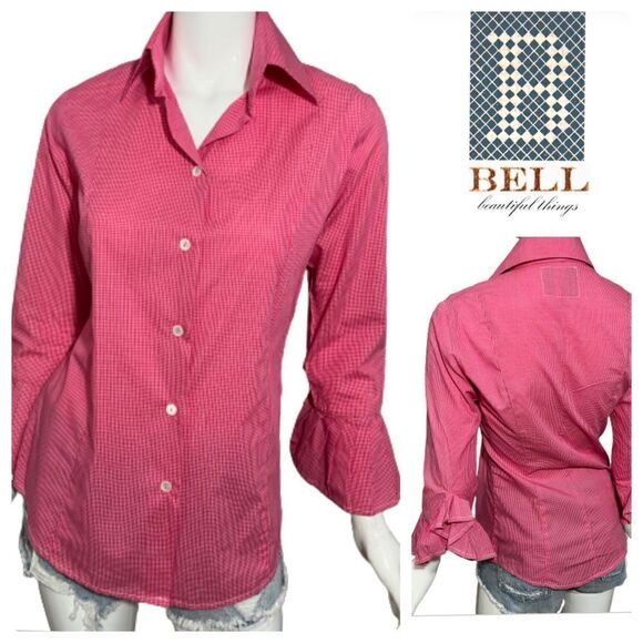 Bell by Alicia‎ Bell Pink Gingham Ruffle Sleeve Top - 4 - Picture 1 of 10
